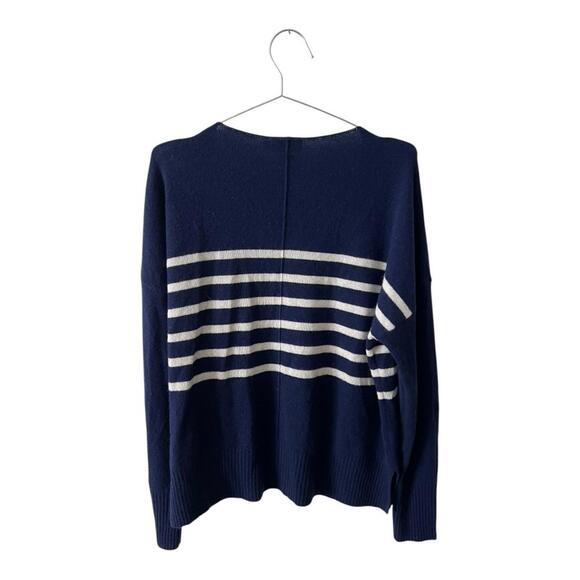 Vineyard Vines Seaspun 100% Cashmere Blue/White VNeck Sweater Lightweight Large - Picture 5 of 9